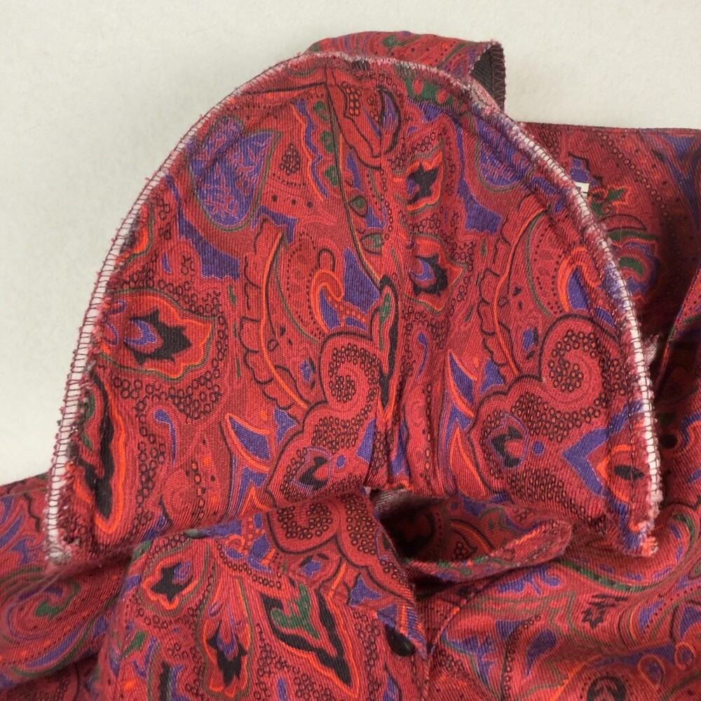 Vintage SAKS FIFTH AVENUE Dress Peplum Power Shoulders Red Paisley Rayon Size 4 - Picture 13 of 16